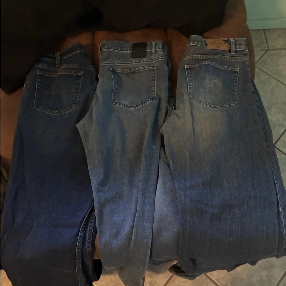3 Pairs Of Men’s Blue Bootcut Jeans